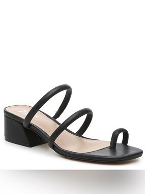 Bleecker & Bond Cecilia Black Strappy Toe Ring Mule Heels Women’s Size 8